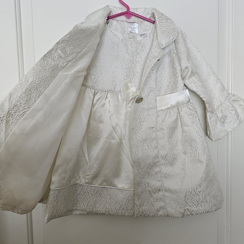 Elegant White Kids Dress with matching Coat